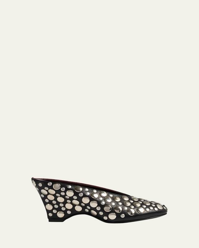 Cloak Stud Leather Mule Pumps